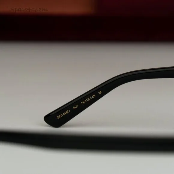 BRAND NEW Gucci GG1448O 001 Gold Black Demo Rectangle Unisex Eyeglasses
